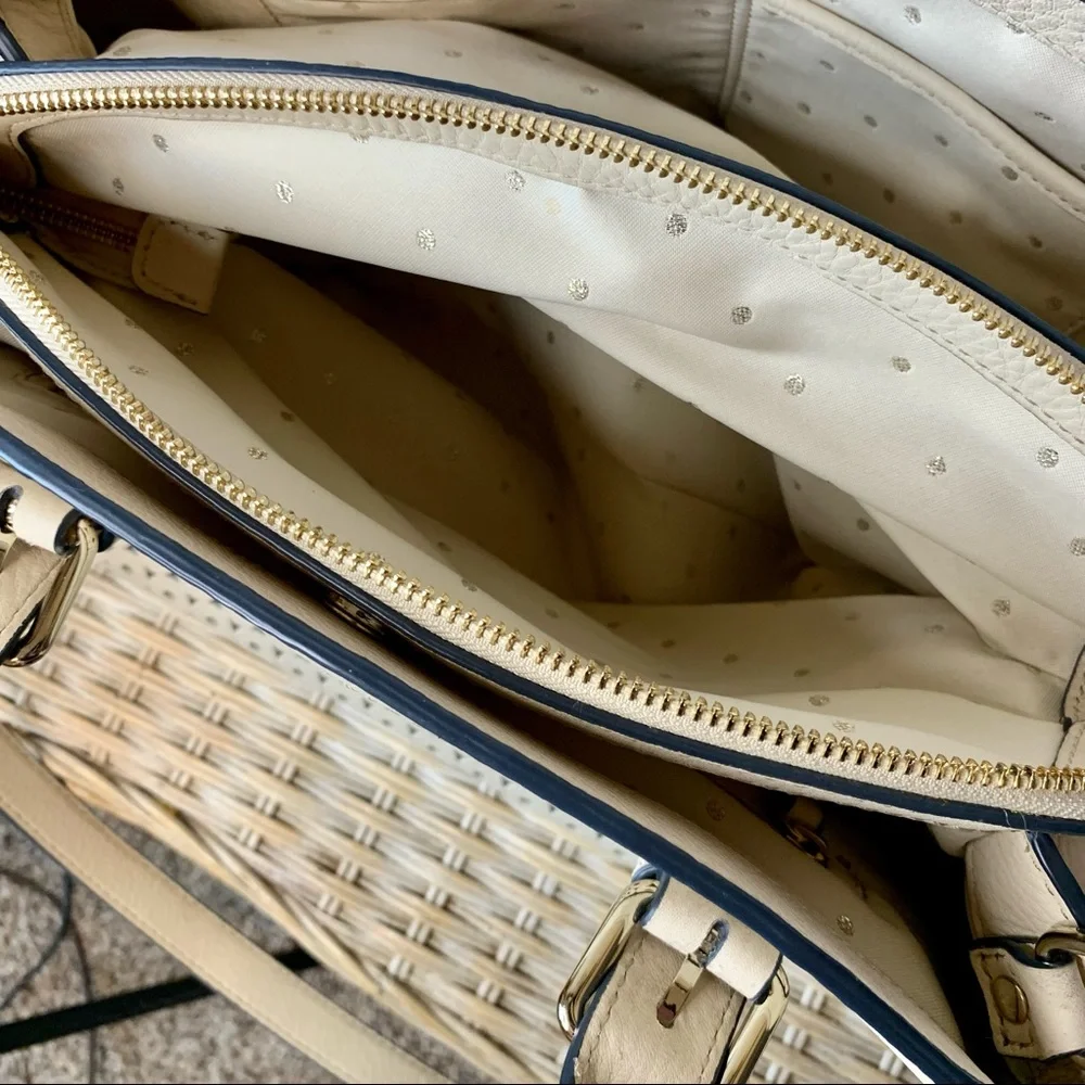 Kate Spade Mercer Isle Sloan Satchel Crossbody Leather Bag Ostrich Egg Off White